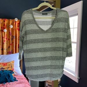 Market and spruce gray and white striped sweater